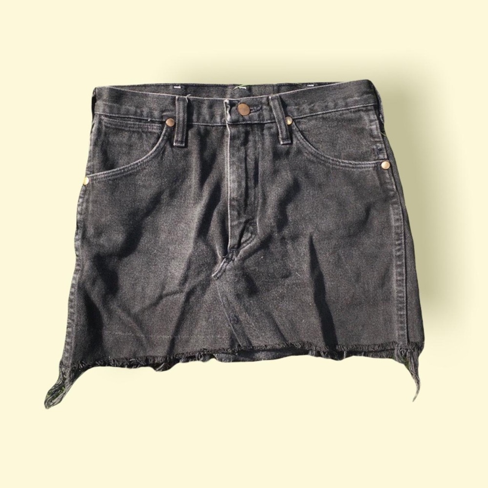 Beautiful Wrangler black or very dark grey denim mini skirt.